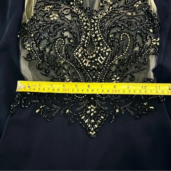 Sumptuous Navy Blue Embellished Evening Gown size 0 - Picture 10 of 16
